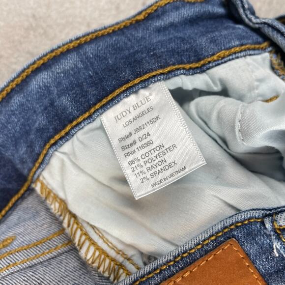 Judy Blue Womens Sz 0/24 Cropped Jeans Frayed Hem Distressed #JB82115DK - Picture 9 of 16